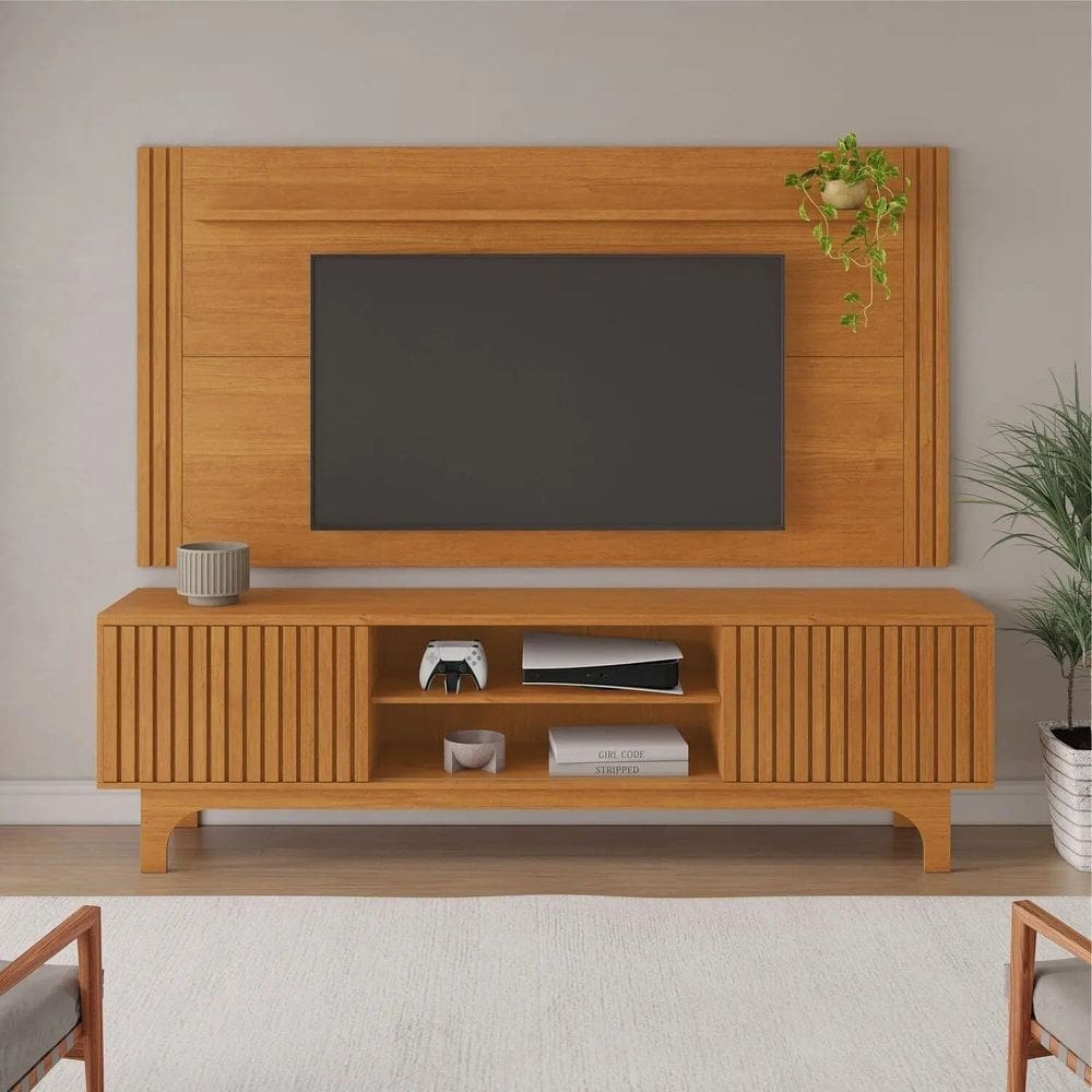 Rack Com Painel TV Até 70" Trunfo - Cinamomo - JCM Movelaria