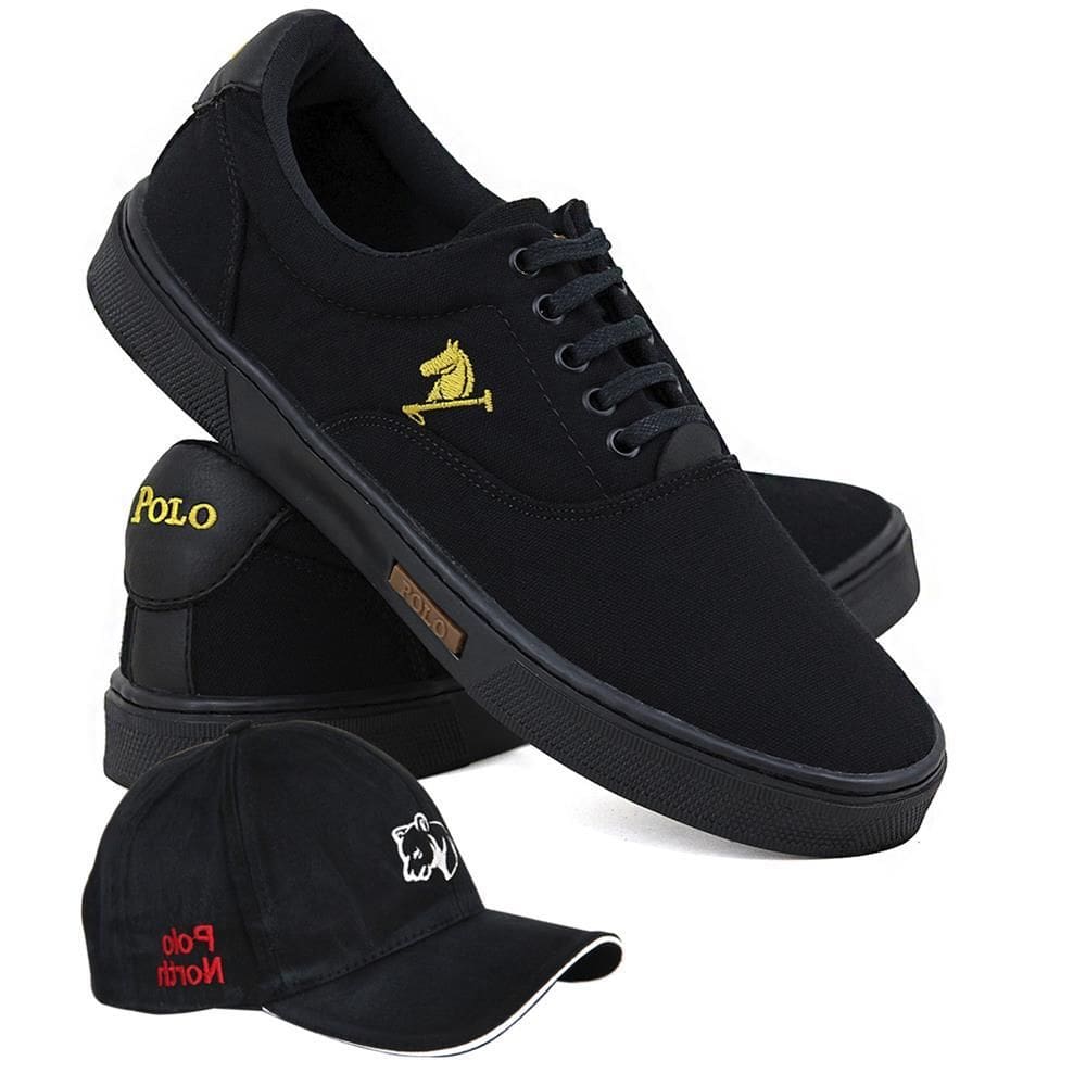 Kit Sapatênis Polo Joy Casual Masculino + Boné Dia a Dia