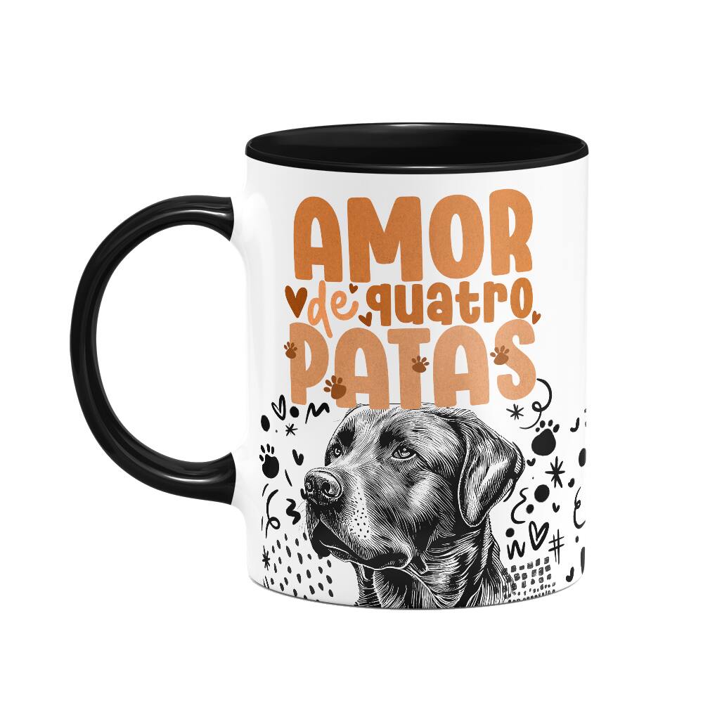 Caneca - Amor de quatro patas - Labrador - B-black