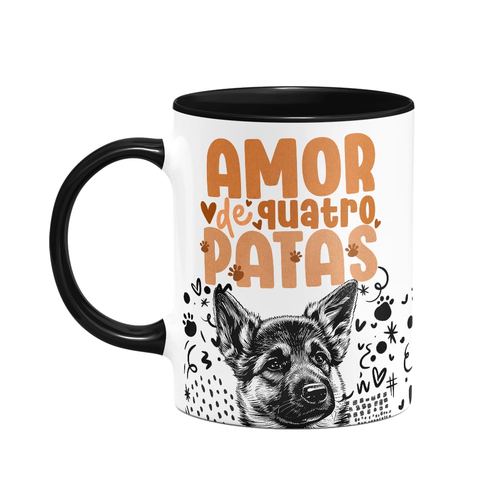 Caneca - Amor de quatro patas - Pastor alemão - B-black
