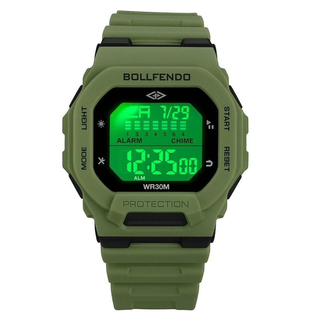 Relógio Quadrado De Pulso Verde Oliva Prova Dágua Moderno 25