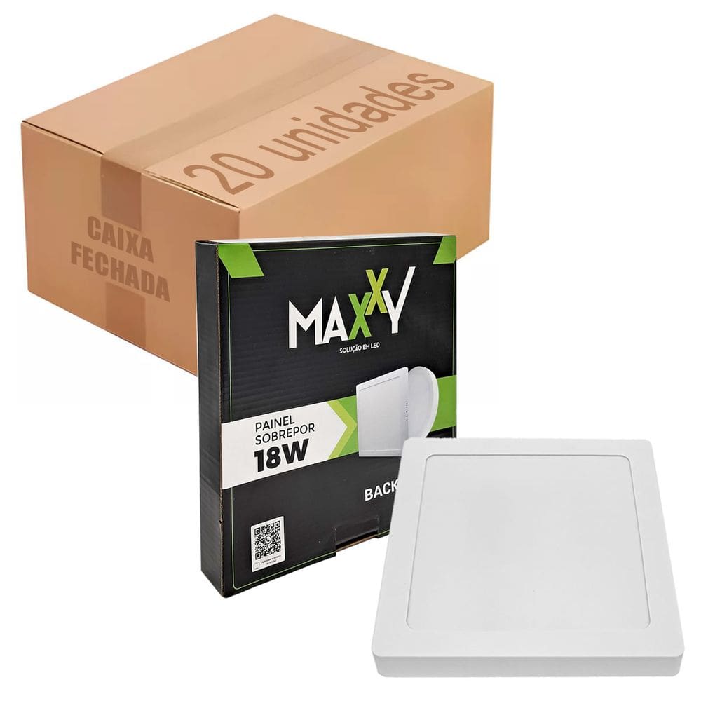 20x Painel Plafon Led Sobrepor Quadrado 18w Amarelada 3000k