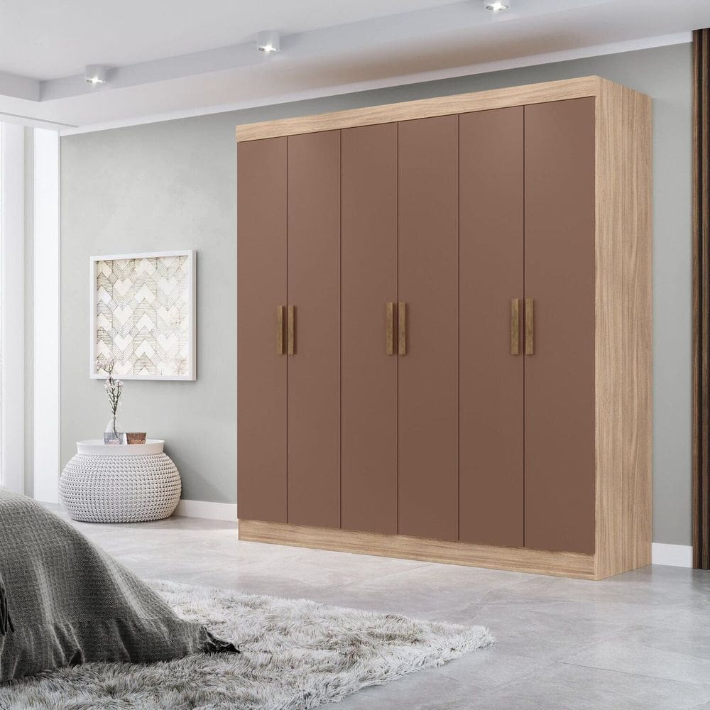 Guarda-roupa Casal 200cm X 164cm Slim Capuccino/Terracota