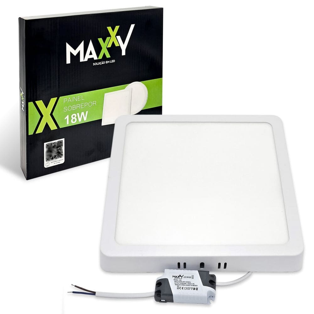 Painel Led Plafon Quadrado Sobrepor 18w Branco Luz Neutra