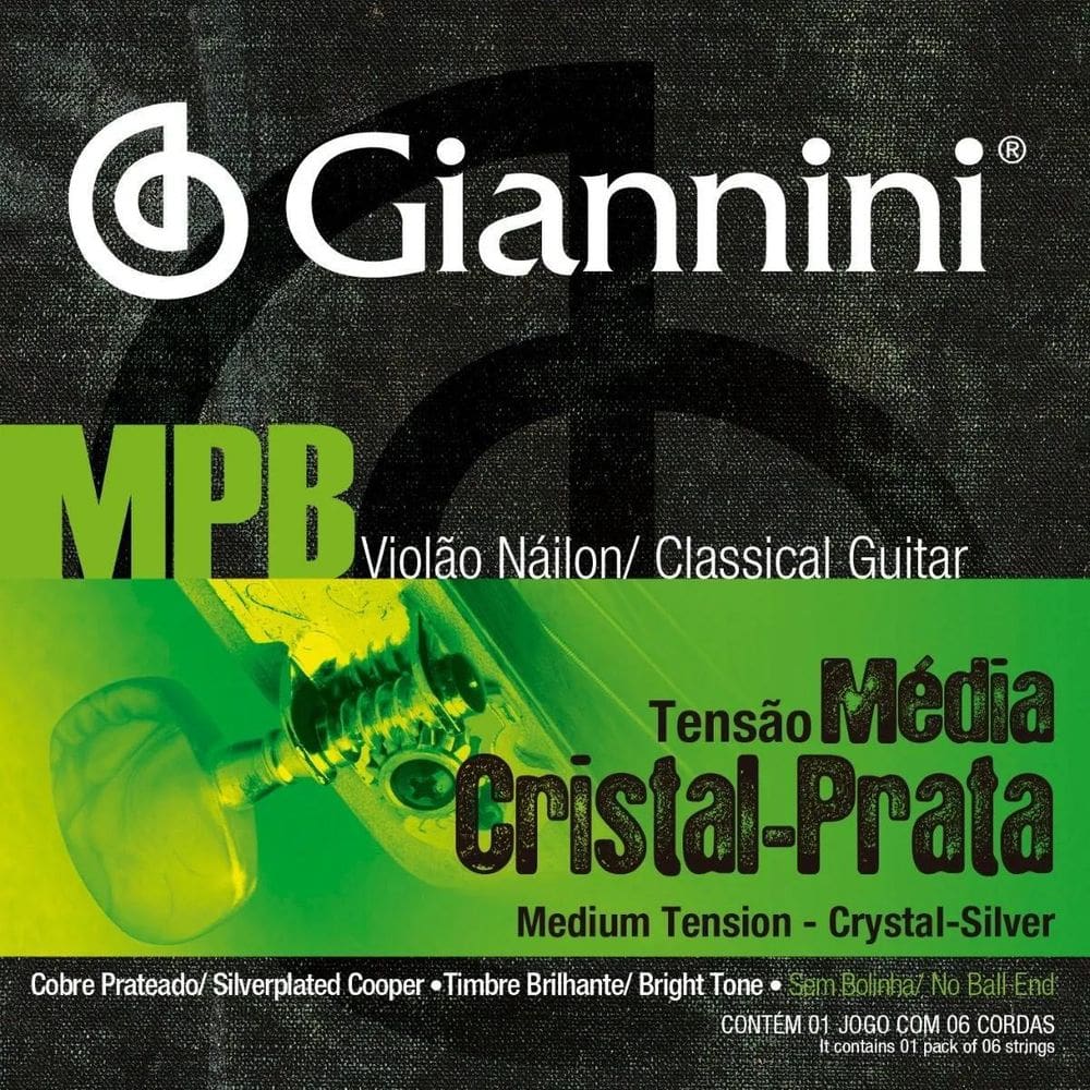 Encordoamento Violão Nylon Cristal Prata Media Giannini