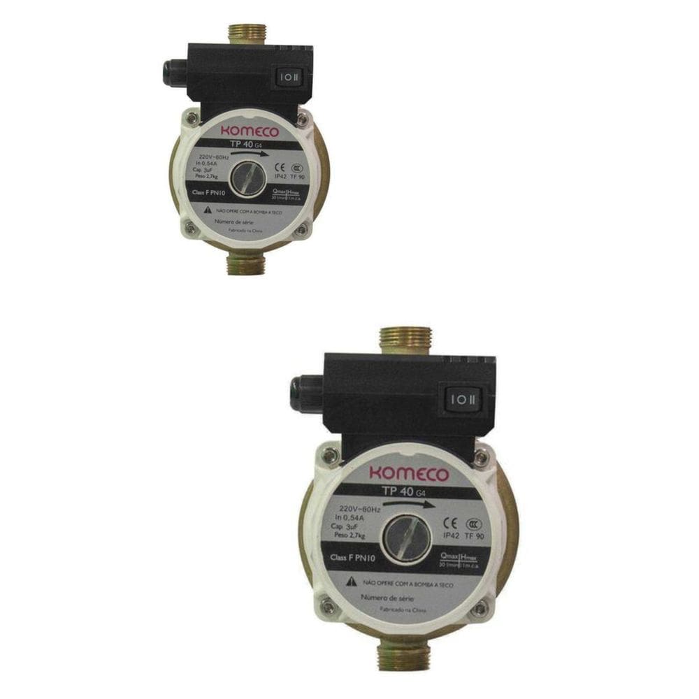 Kit 2 Mini Bombas Circuladoras De Água TP40 G4 Bronze - Komeco - 220V