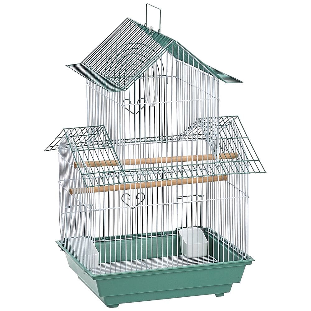 Gaiola para periquitos Prevue Hendryx SP1720-4 Shanghai verde/branca