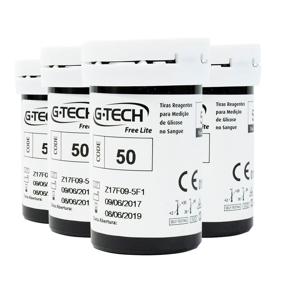 Kit Tiras Reagentes Medição De Amostra No Sangue 200und G-tech Lite