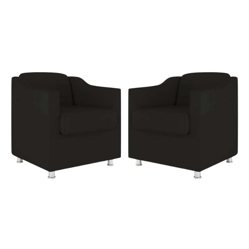 Kit 2 Poltronas Bia Decorativa Reforçada Recepção Clinica Salão Sala De Estar Suede