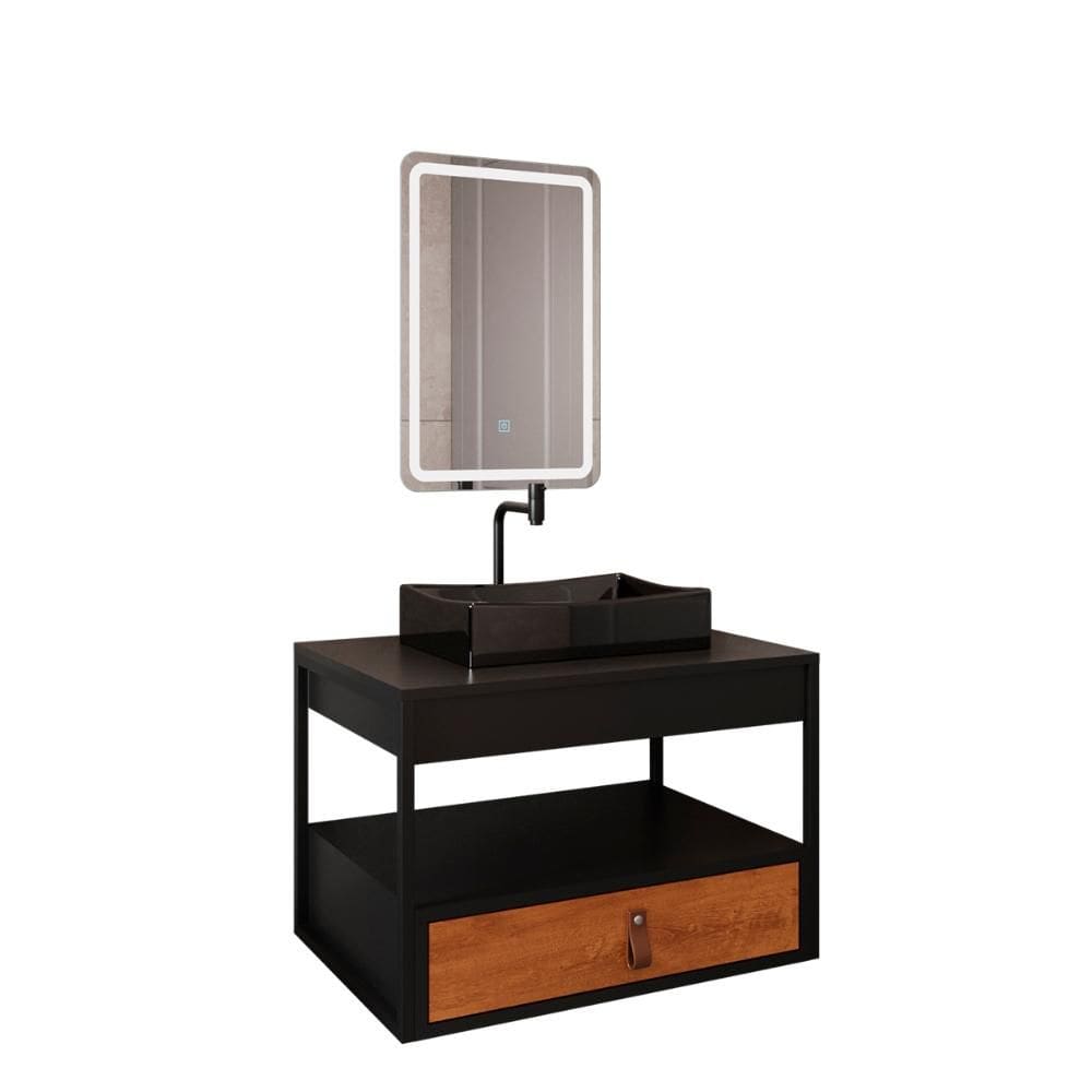 Gabinete Harley Cuba Torneira Espelho Retangular LED 50cm