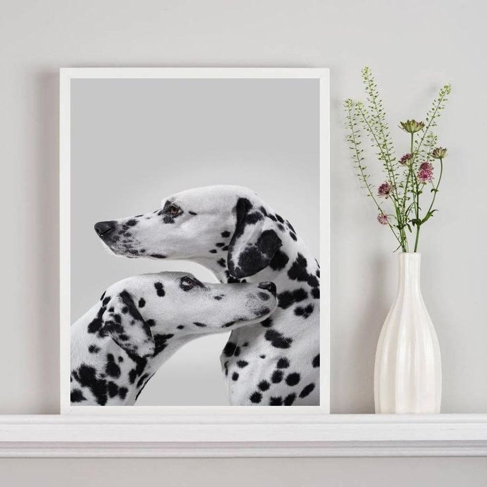 Quadro Decorativo Casal De Cães Dálmatas 24X18Cm