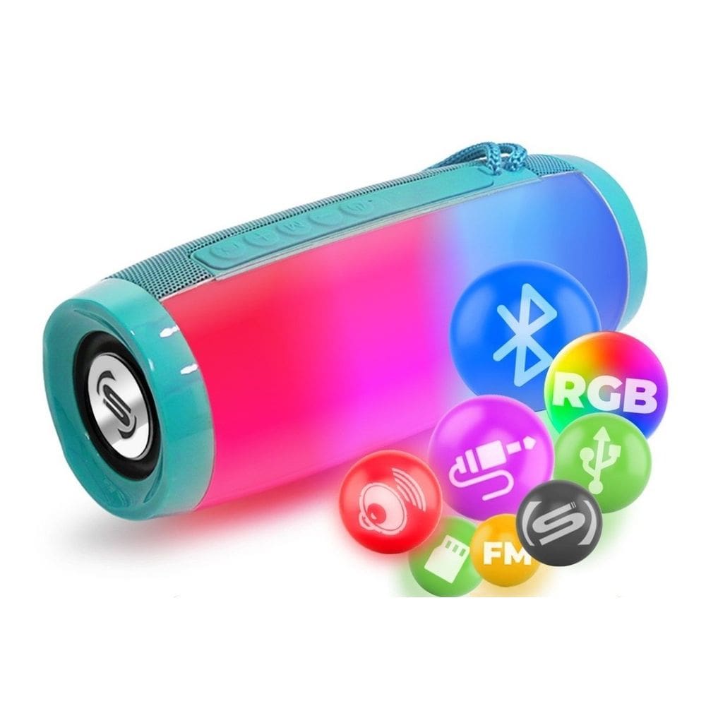 Caixa De Som Portatil 20W Rms Led Luminoso Blueth Usb Sd Aux