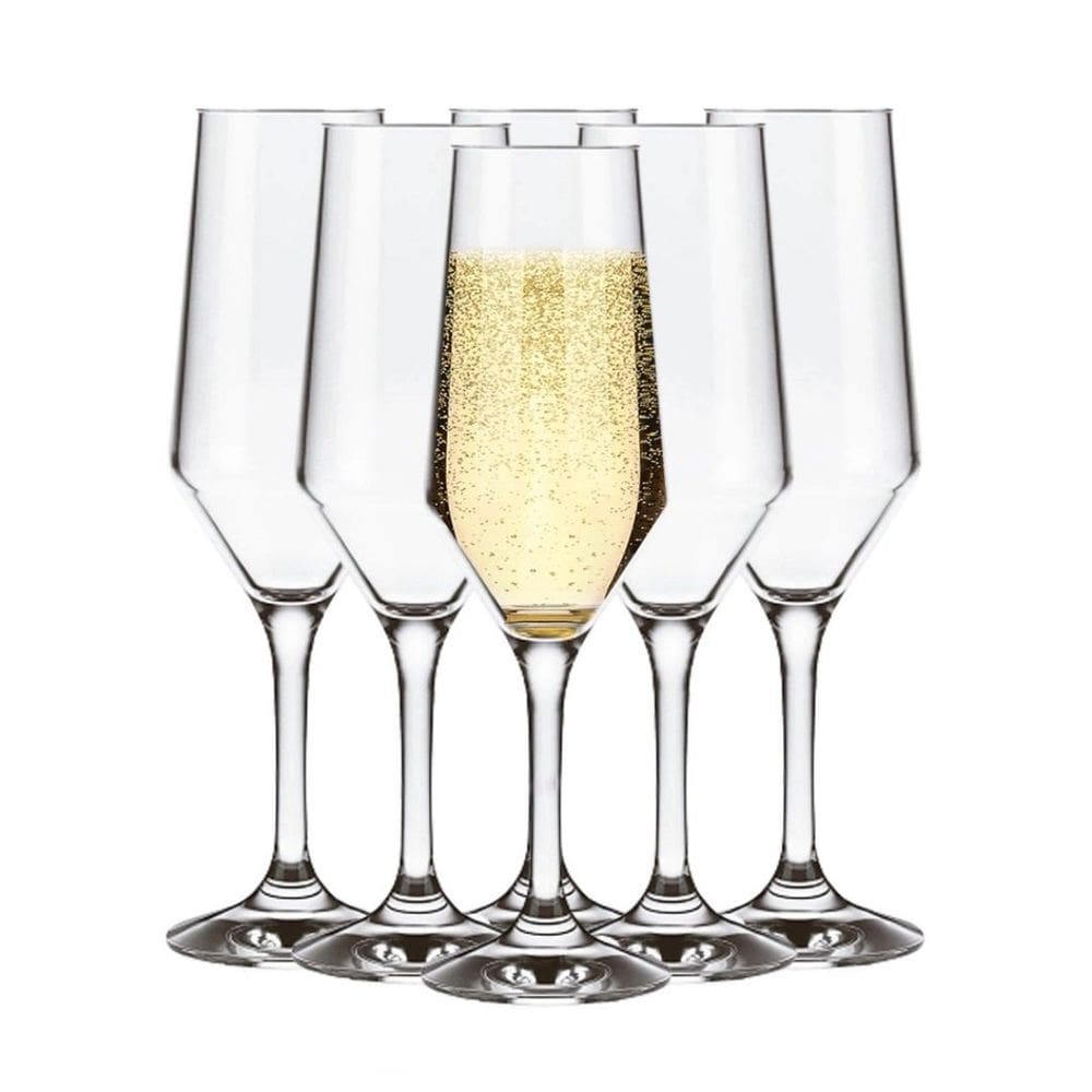 Jogo 6 Taças Champanhe e Espumante Buffet SM Vidro 186ml - Nadir