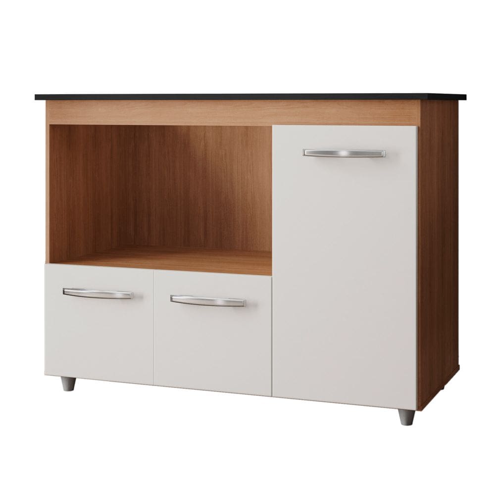 Balcão para Cooktop com 3 Portas Ana Savana/Off White - Moblis