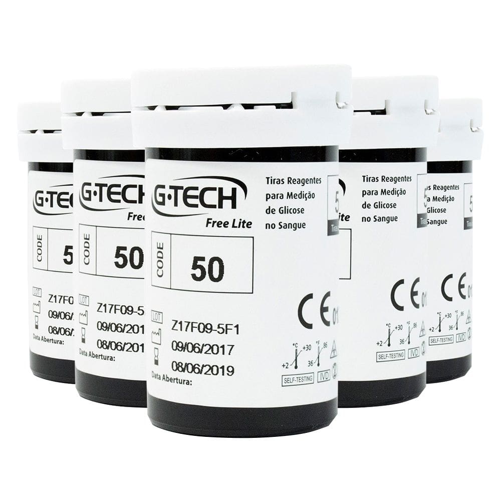 Kit Tiras Reagentes Medição De Amostra No Sangue 250und G-tech Lite