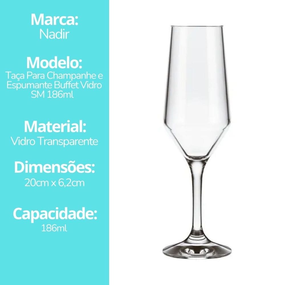 Taça Champanhe e Espumante Buffet SM Vidro 186ml - Nadir