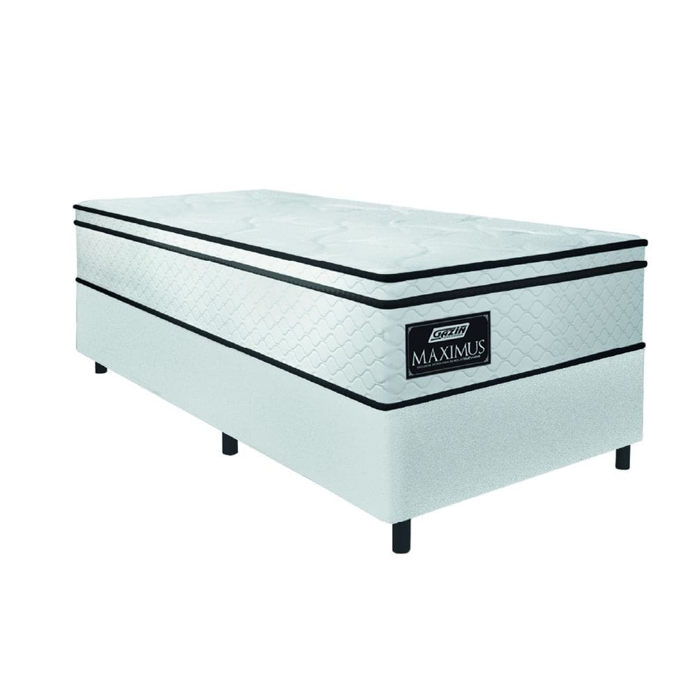 Cama Box Solteiro Gazin Colchão Molas Ensacadas 88x188x62cm Maximus Branco