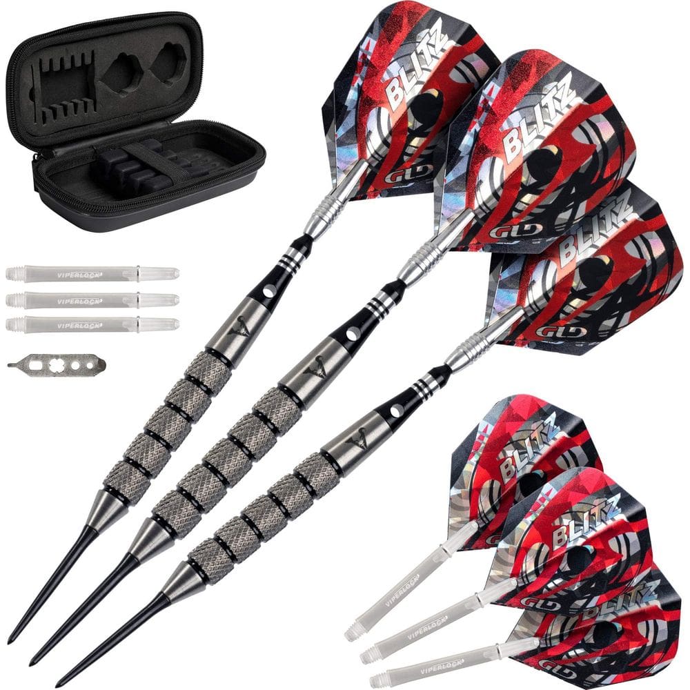 Conjunto de dardos Viper Blitz 95 com ponta de aço tungstênio 28g com estojo