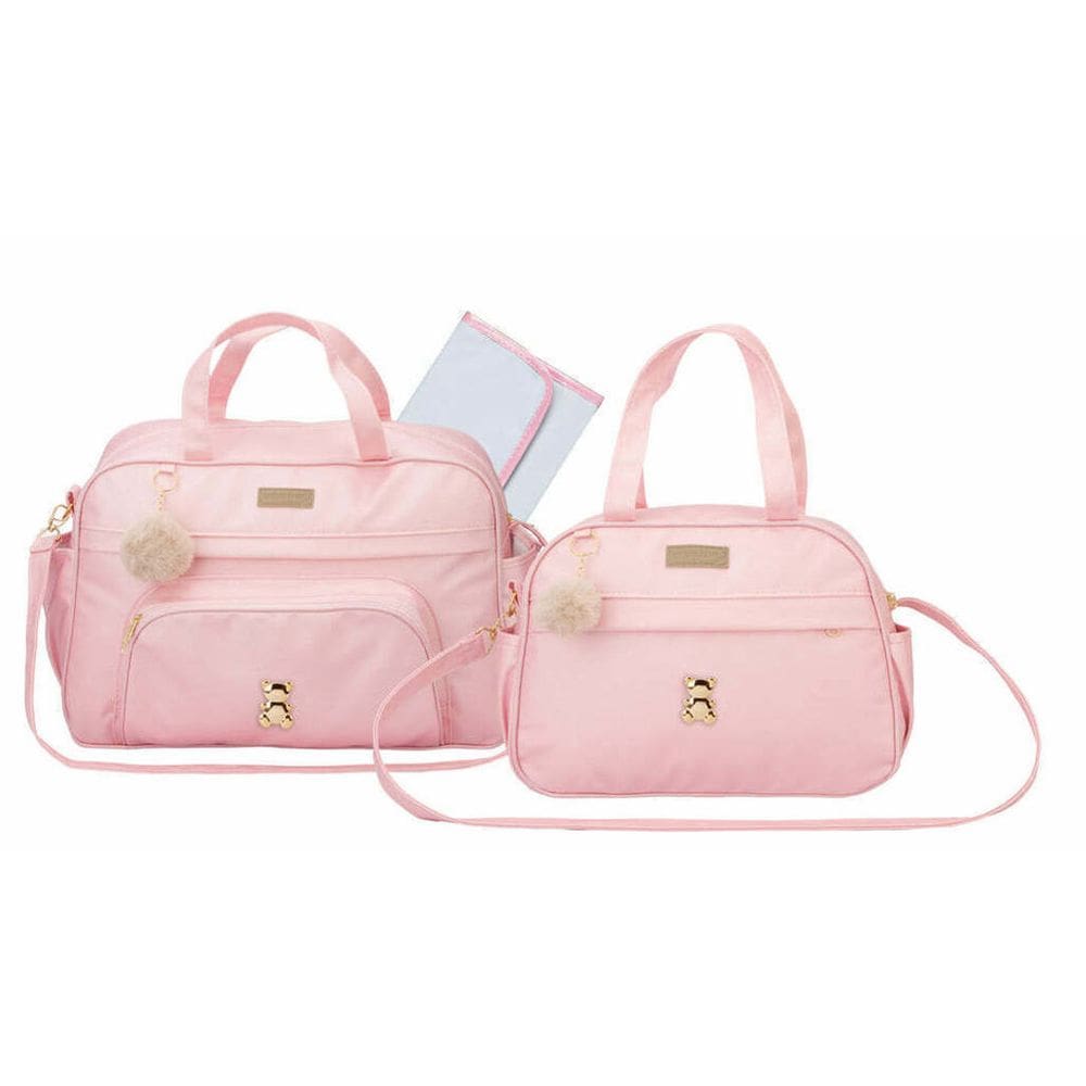 Kit Bolsa Frasqueira Maternidade Bebê Com Trocador Luxo Espera Feliz