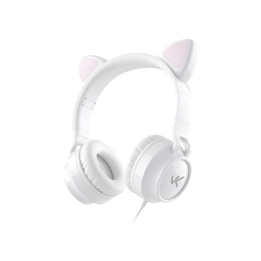 Fone De Ouvido Headset Kitty Ear - Orelha De Gato Branco Com Microfone Cabo 1.2m Plug P2 Estereo P3 - Ke110b