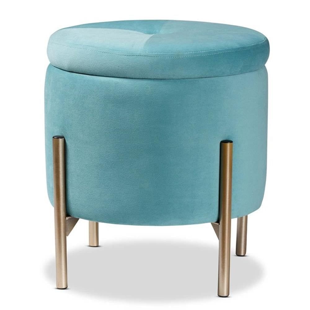 Tecido de veludo azul celeste otomano Baxton Studio Malina