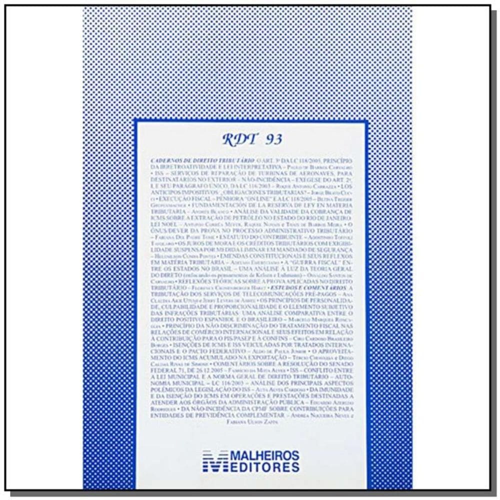Revista De Direito Tributario Vol. 93