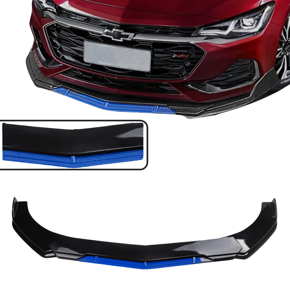 Front Lip Veicular universal regulável Preto Metálico e Azul
