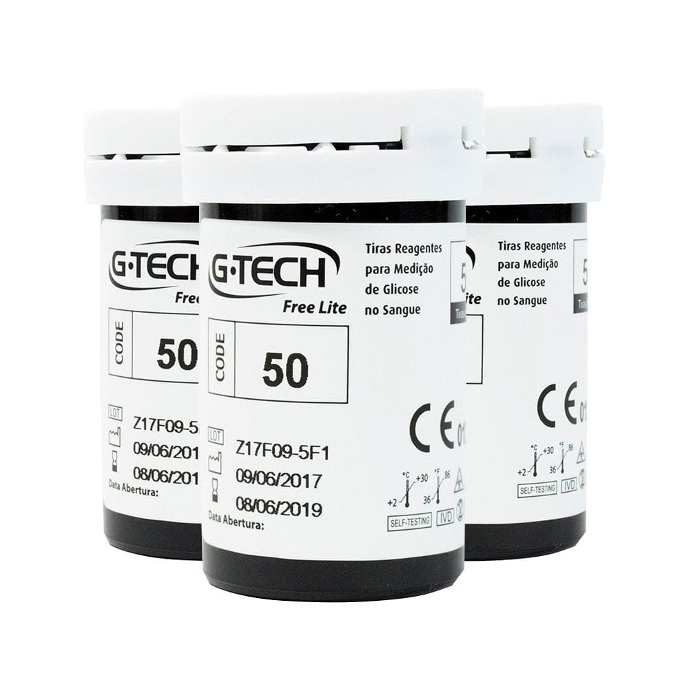 Kit Tiras Reagentes Medição De Amostra No Sangue 150und G-tech Lite