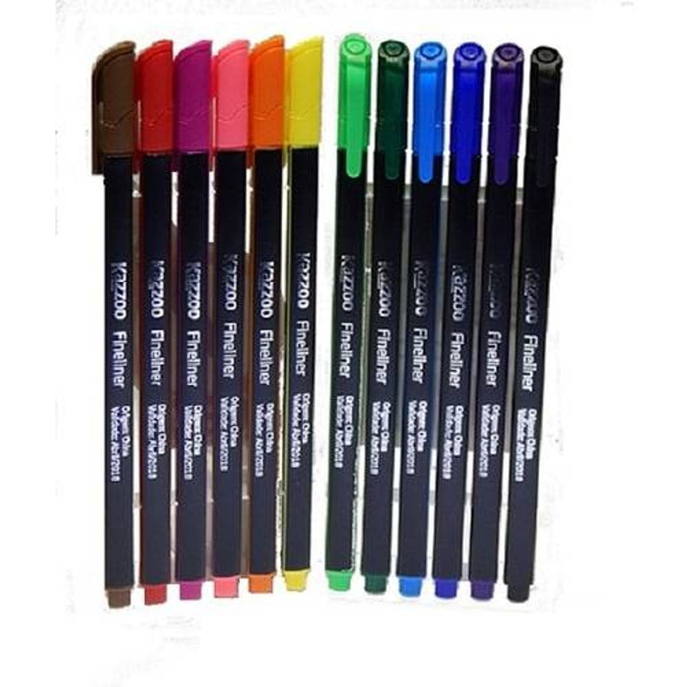 Caneta Hidrografica Fineliner 0,7mm Kaz 12 Cores