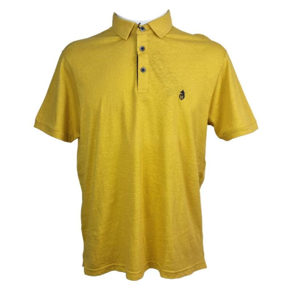 Camiseta Polo Masculina Wolf 100% Algodão Mostarda