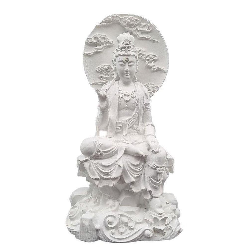 Estátua Deusa Kuan Yin Sobre O Mar E O Sol 22Cm