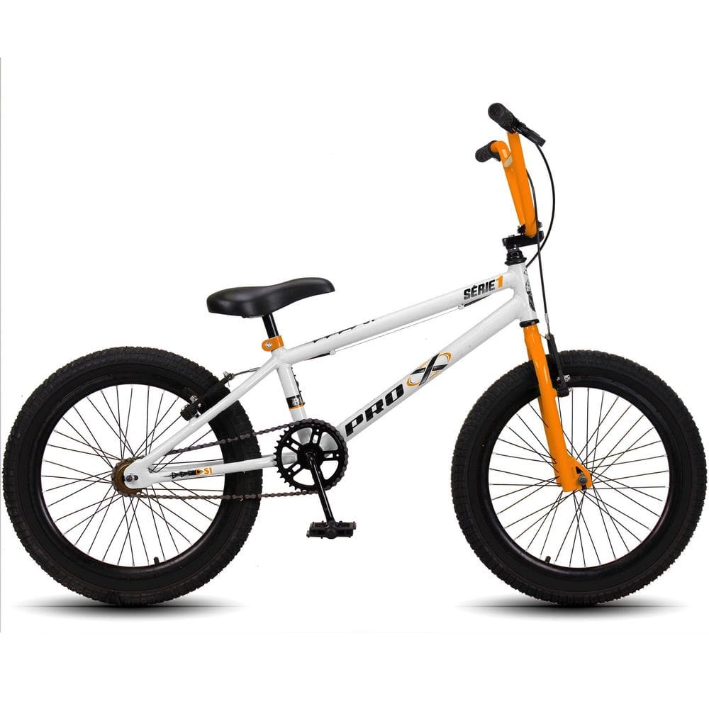 Bicicleta Aro 20 Bmx Pro-X Infantil Série 1 Branco + Laranja