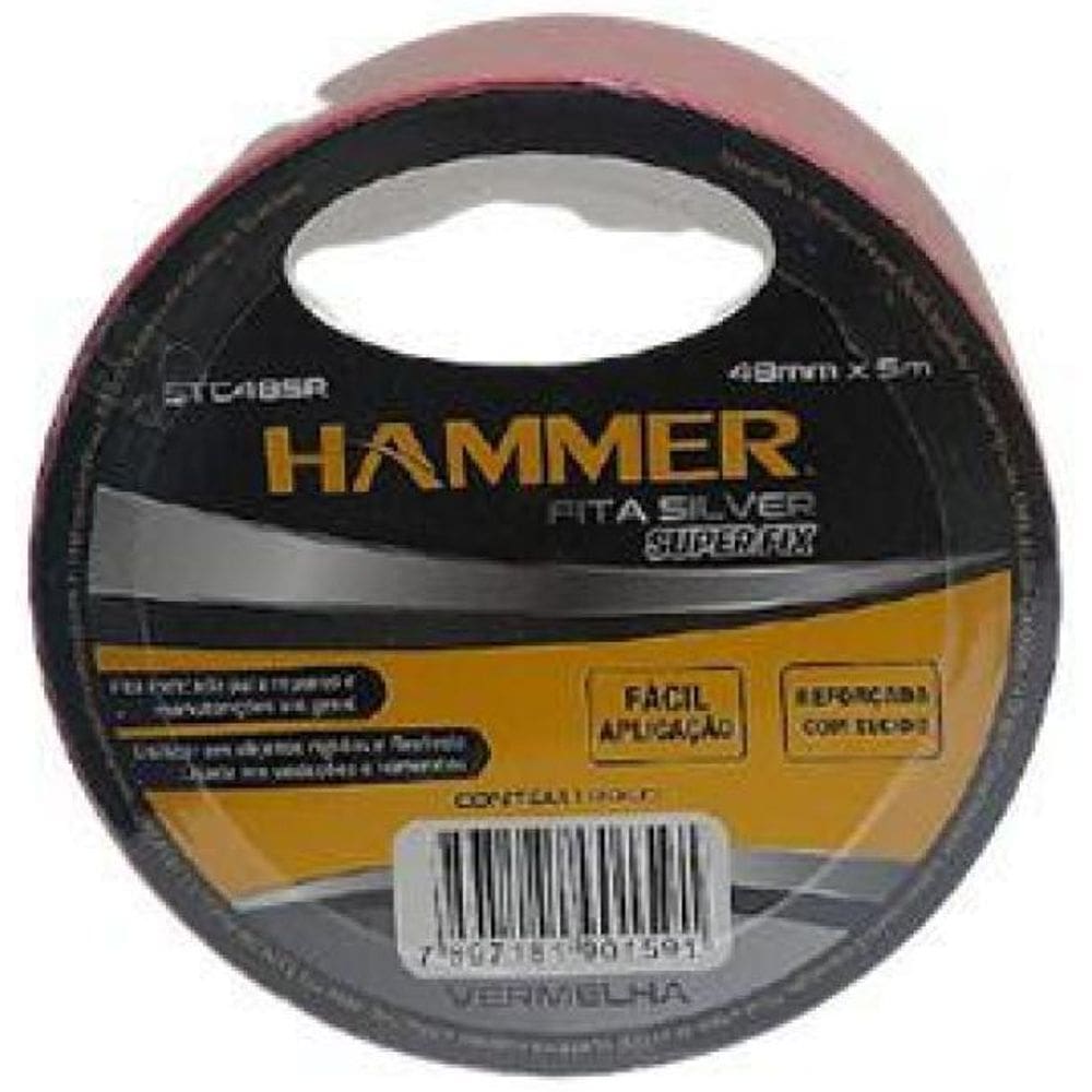 Fita Adesiva Multiuso Silver Hammer Vermelha 48Mm X 5M