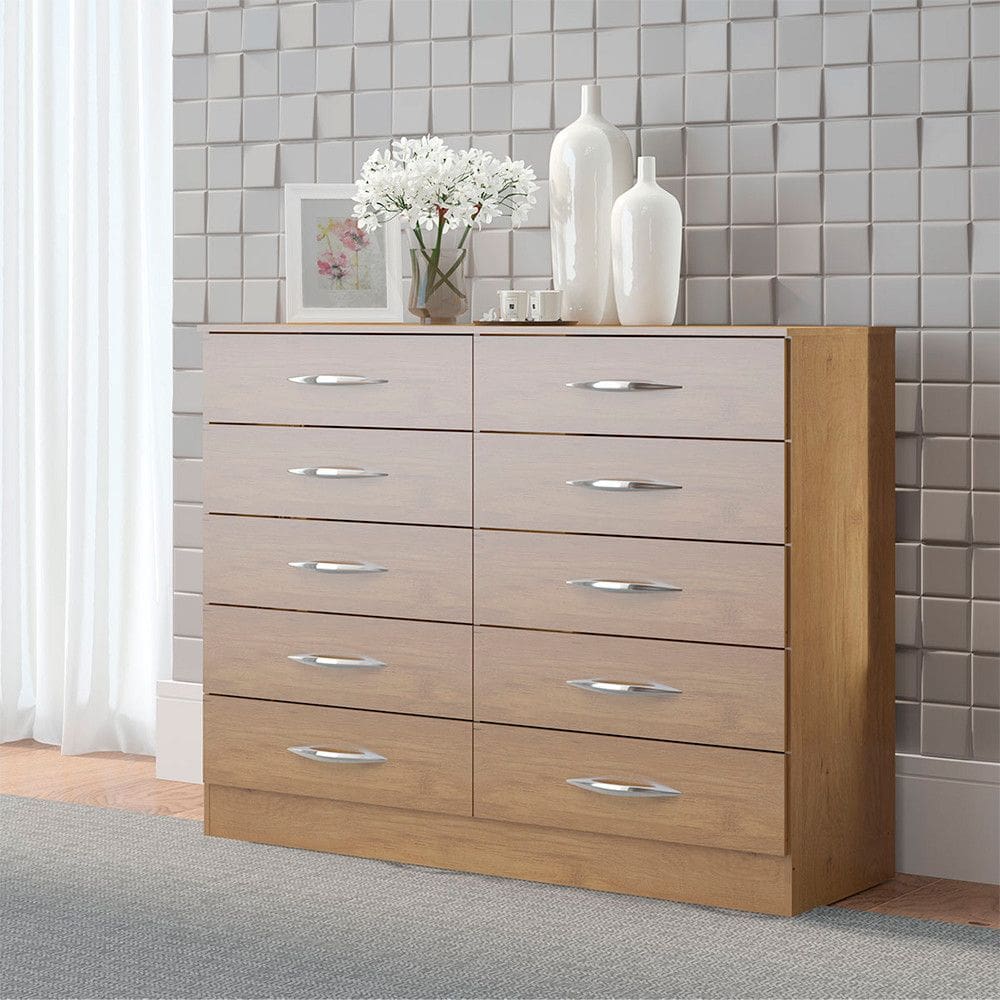 Cômoda Grande 10 Gavetas 117x92cm Quarto Casal MDP Menu Móveis