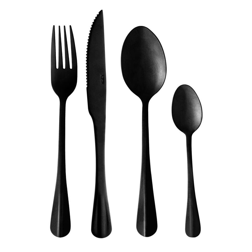 Faqueiro 24 Peças Aço Inox Positano Preto Lyor