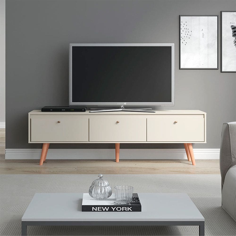 Rack Grande Retrô para TV 65 Pol 160x59cm 3 Portas MDP 0673 Menu Móveis