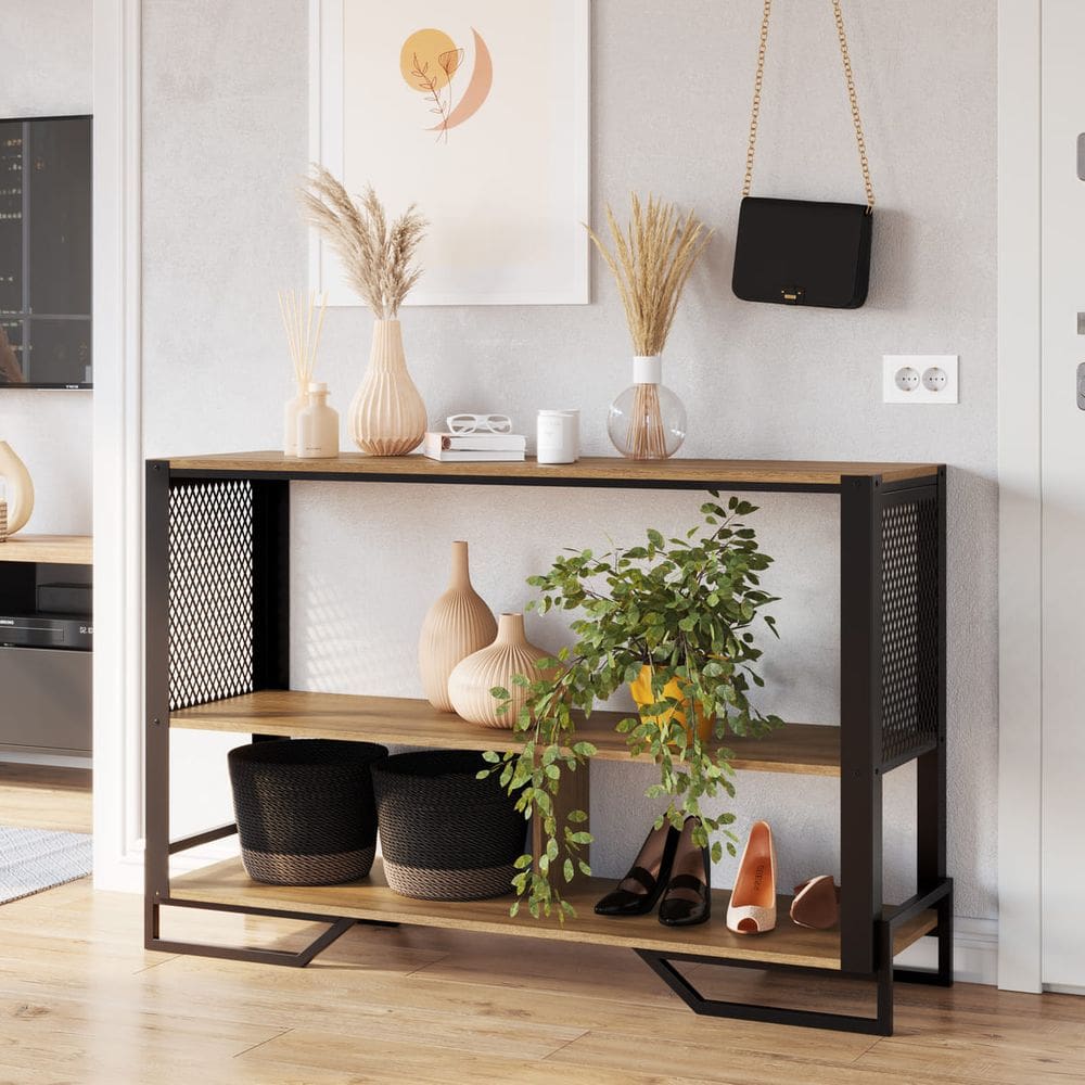Aparador Industrial para Sala com Laterais Teladas P1021 Preto