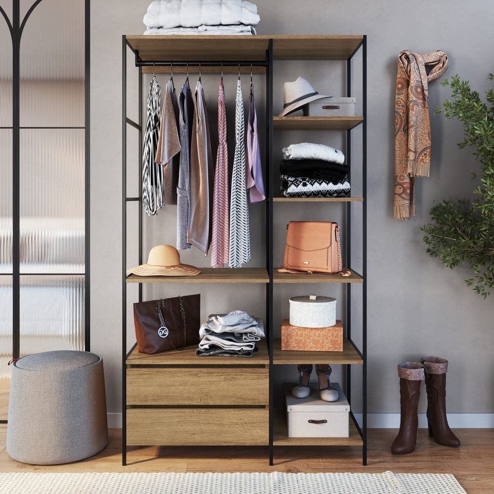 Guarda-Roupa Closet Industrial com 2 Gavetas P1025 Marrom