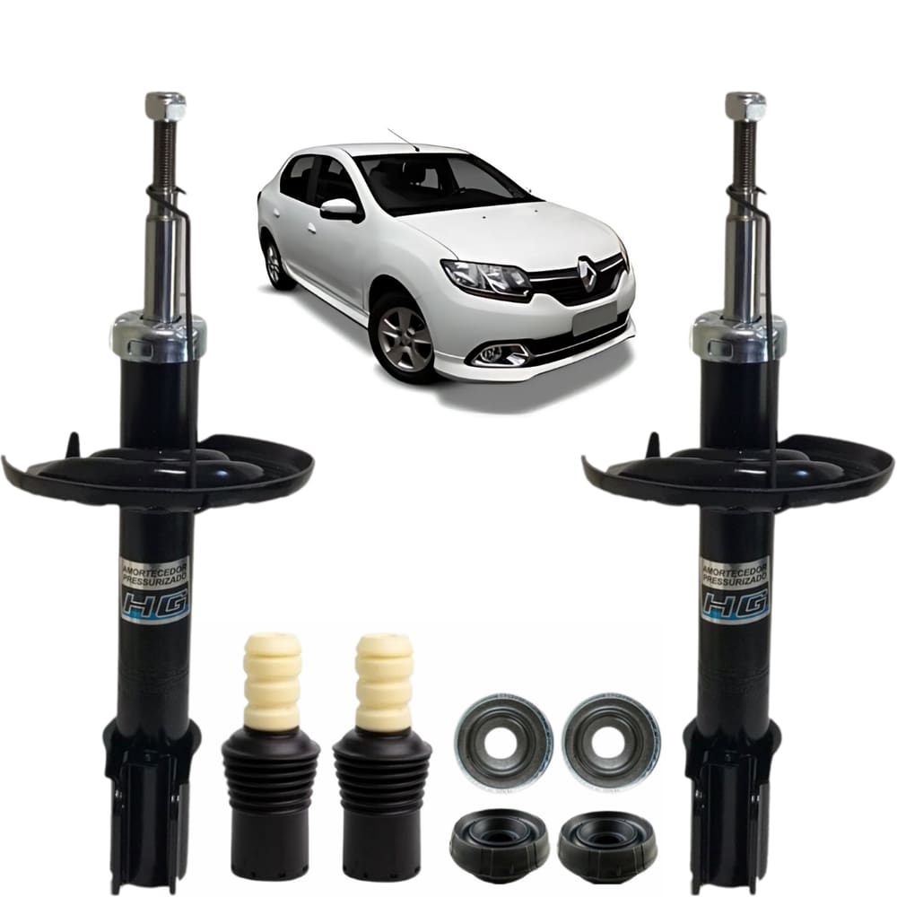 02 Amortecedor Dianteiro Nakata + Kit Batente Axios Renault Logan 2014 A 2024