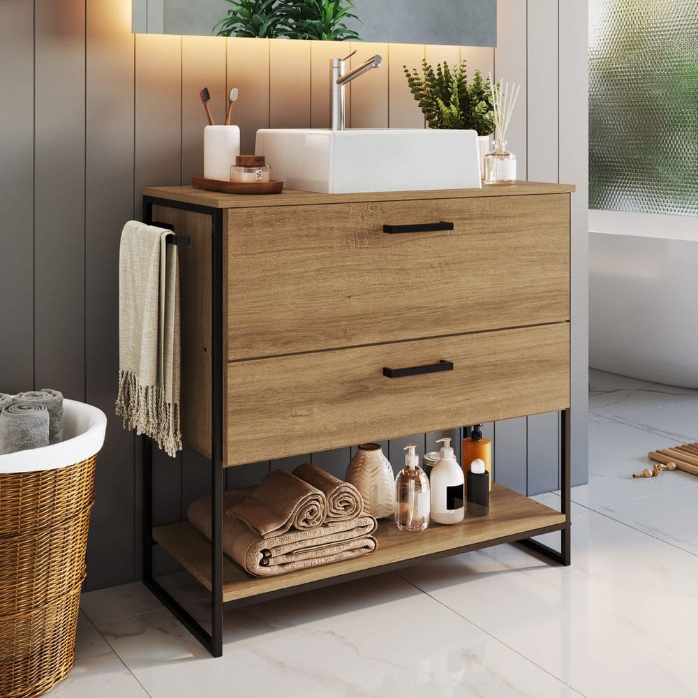 Gabinete com Cuba para Banheiro 80cm P1028 Branco