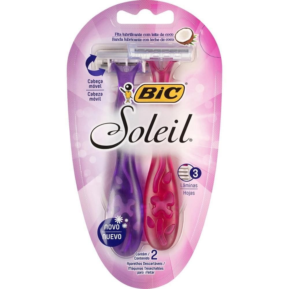 Barbeador Descartável Bic Soleil Rosa/Roxo com 2 - Bic