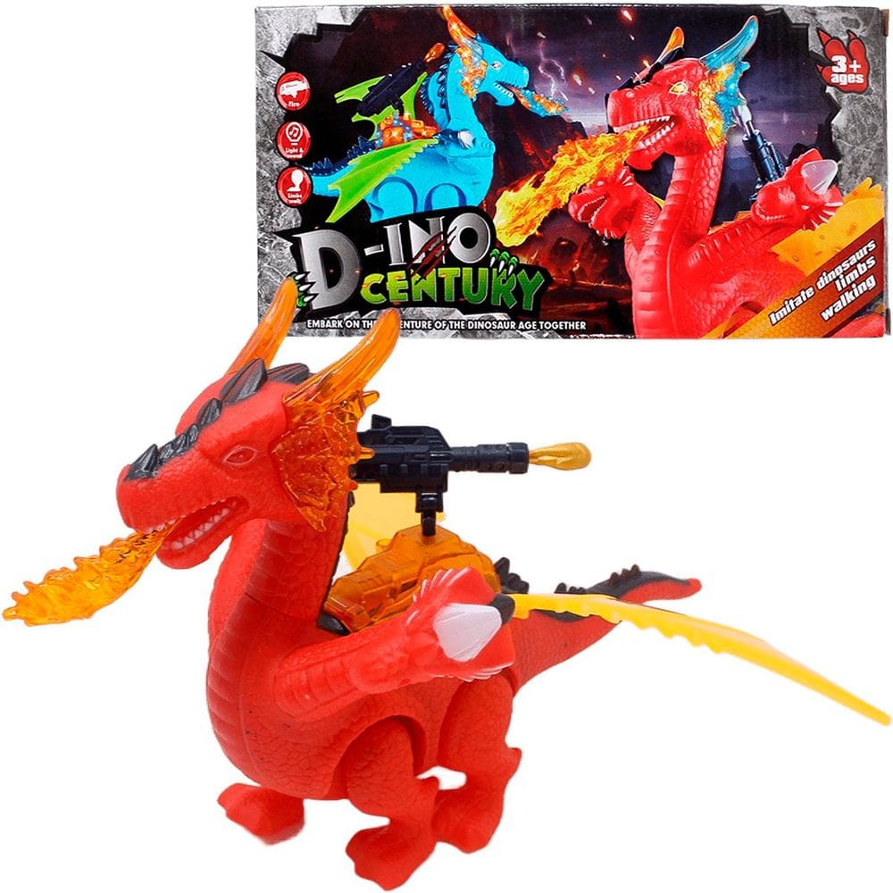 Brinquedo Dragão Dinossauro 3 Cabeças Com Luz Som Movimento