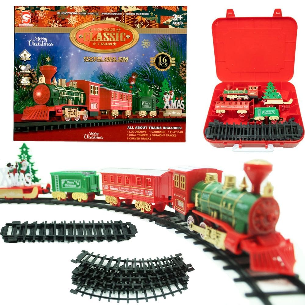 Brinquedo Decoração Locomotiva Trem De Natal Trilho Elétrico