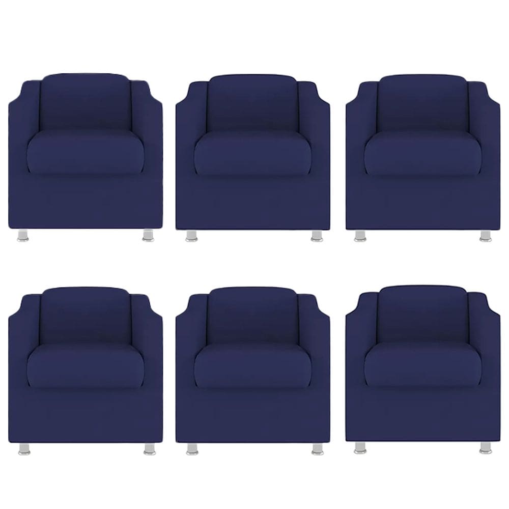 Kit 6 Poltronas Bia Decorativa Reforçada Recepção Clinica Salão Sala De Estar Suede