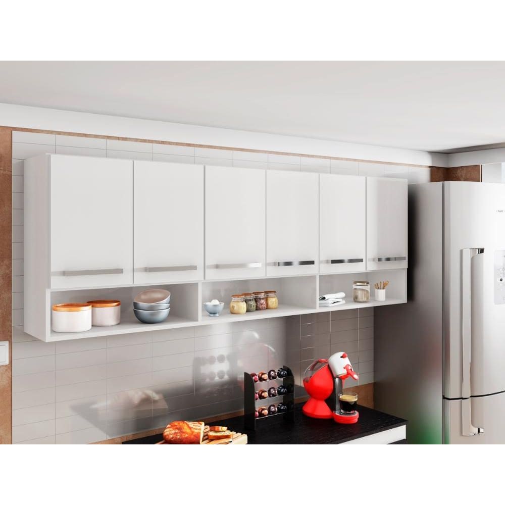 Armario Aereo para Casa 6 Portas Branco Suriname Bela Casa