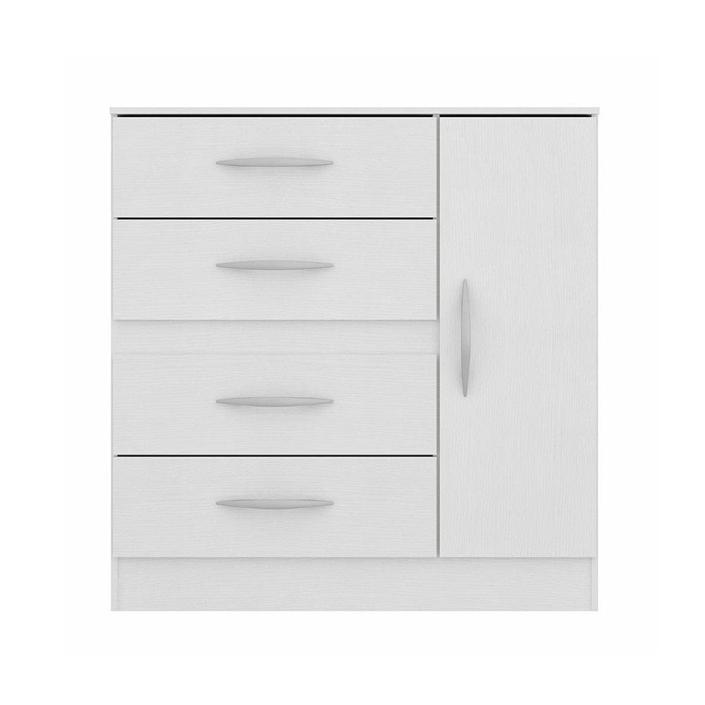 Cômoda para Quarto Pequeno 90x93cm 4 Gavetas 1 Porta MDP Menu Móveis