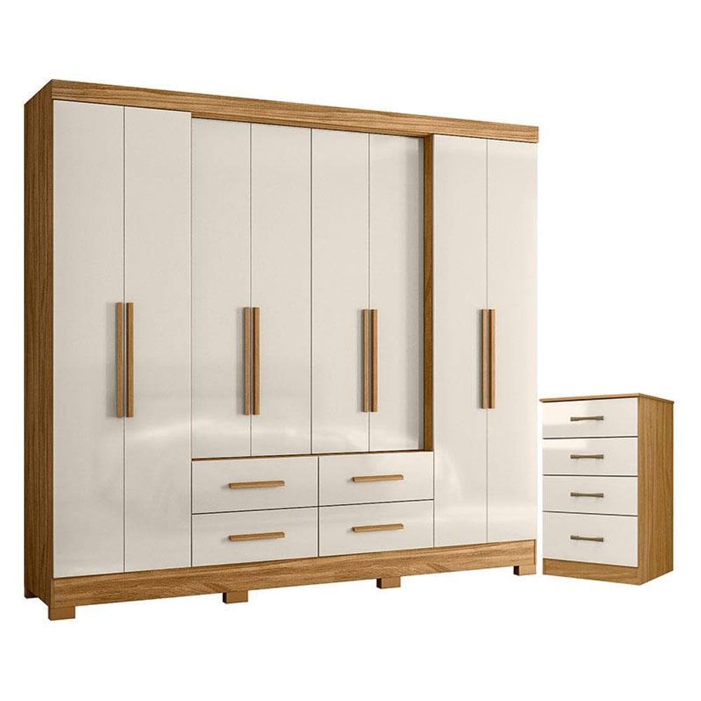 Guarda Roupa Casal San Lorenzo e Cômoda MS913 Freijó Off White - Moval