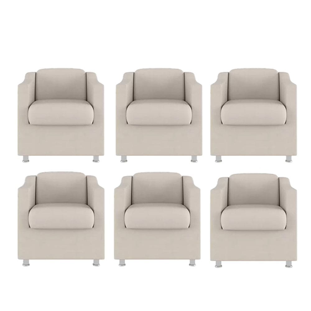 Kit 6 Poltronas Bia Decorativa Reforçada Recepção Clinica Salão Sala De Estar Suede