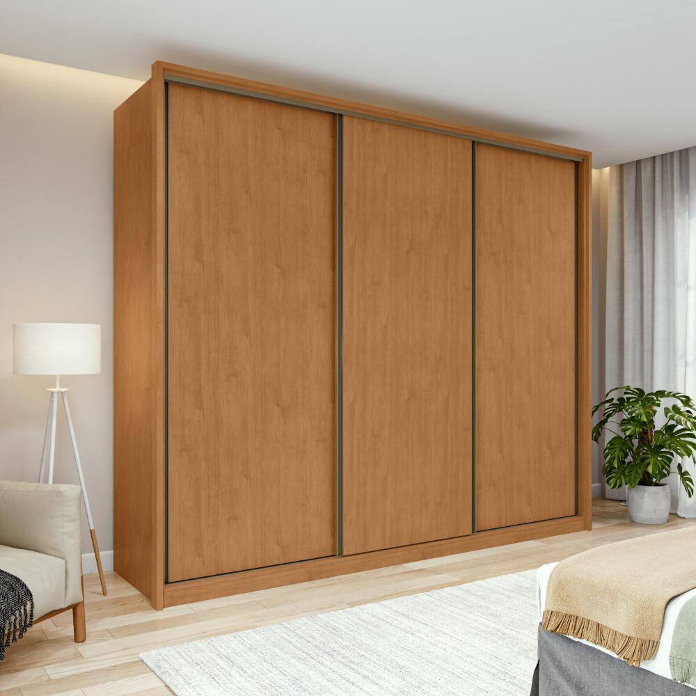 Guarda-Roupa Casal 100% MDF 3 Portas 6 Gavetas Vitta 2,70 Amendoa/off White