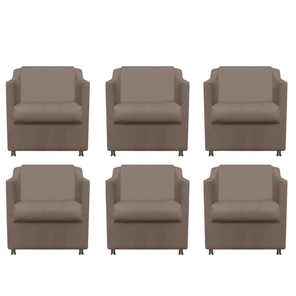 Kit 6 Poltronas Bia Decorativa Reforçada Recepção Clinica Salão Sala De Estar Suede